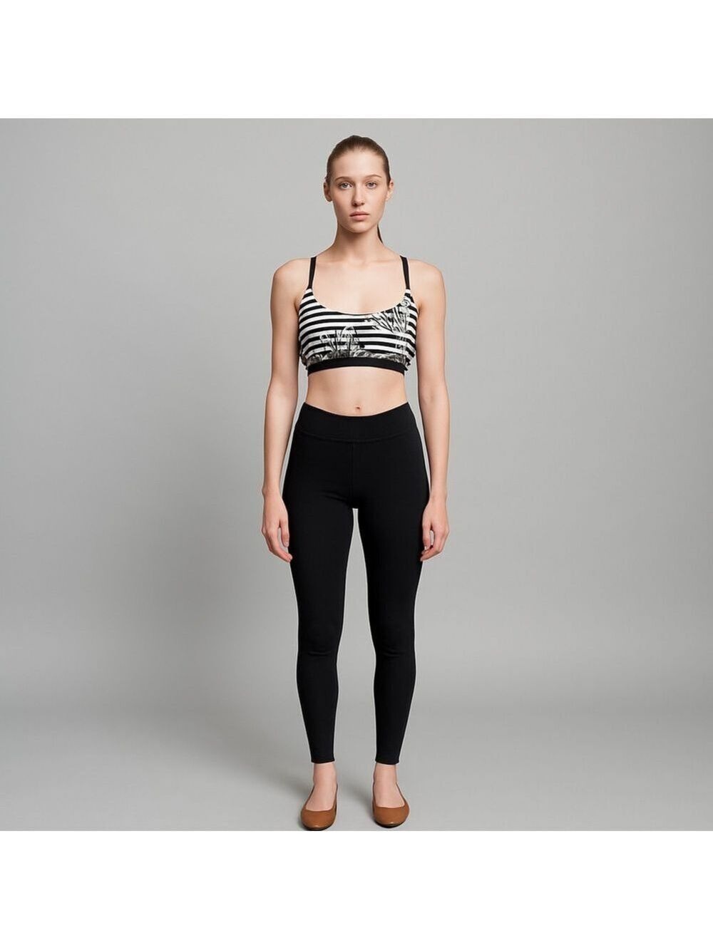 Forever 21 Black White Striped Halter Bikini Top